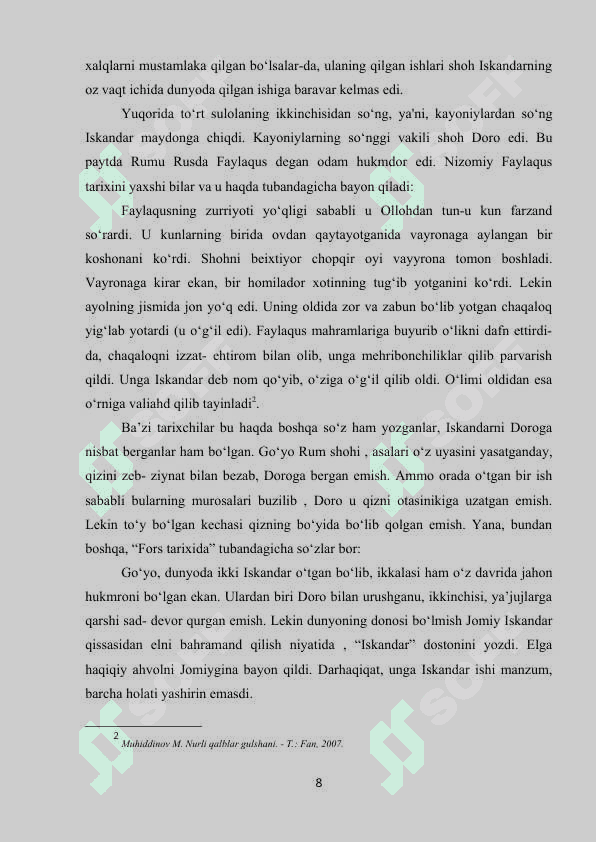 “Saddi Iskandariy”dagi hikoyalarning g‘oyaviy-badiiy xususiyatlari 8
