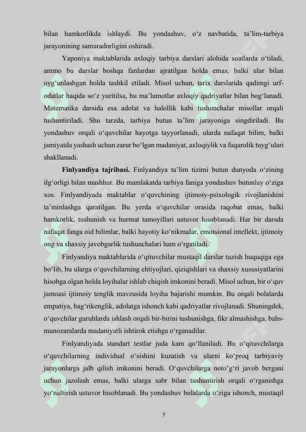 Tarbiya fanini o’qitishda xorij tajribasidan foydalanish 7