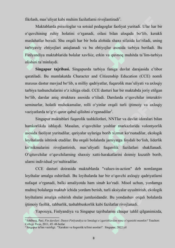 Tarbiya fanini o’qitishda xorij tajribasidan foydalanish 8