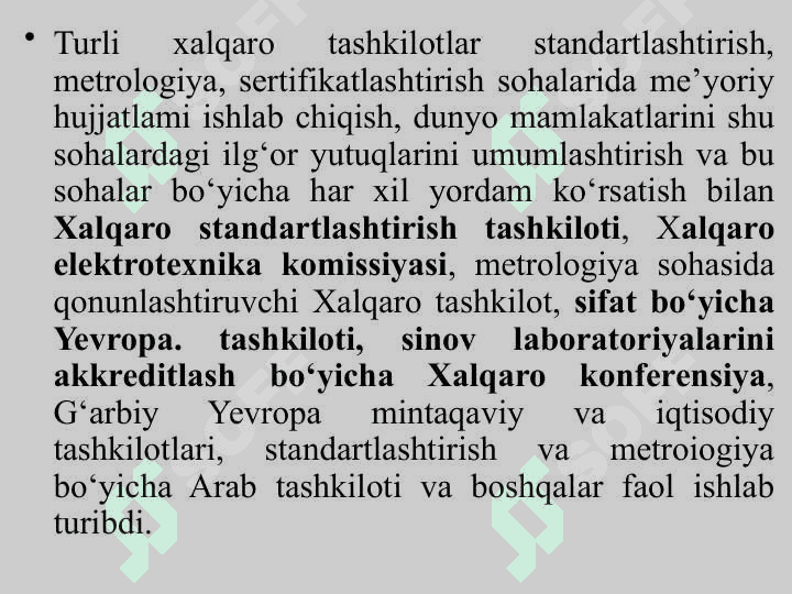 Standartlashtirish bo‘yicha xalqaro tashkilotlar 2