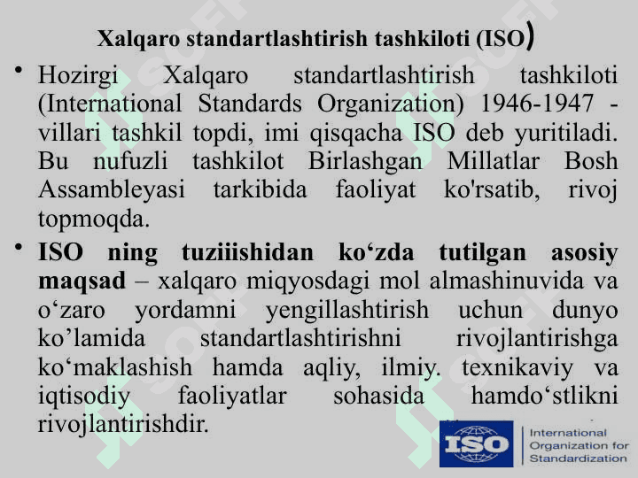 Standartlashtirish bo‘yicha xalqaro tashkilotlar 3
