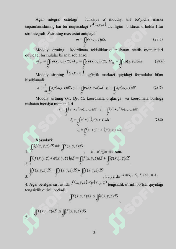 SIRT INTЕGRALLARI  VA UNING  TATBIQLARI 3