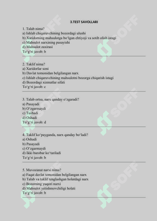 talab va taklif qonuniga kora narx belgilash usuli 4