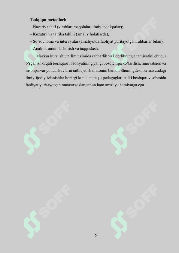 liderlik va rahbarlik Kurs ishi 5