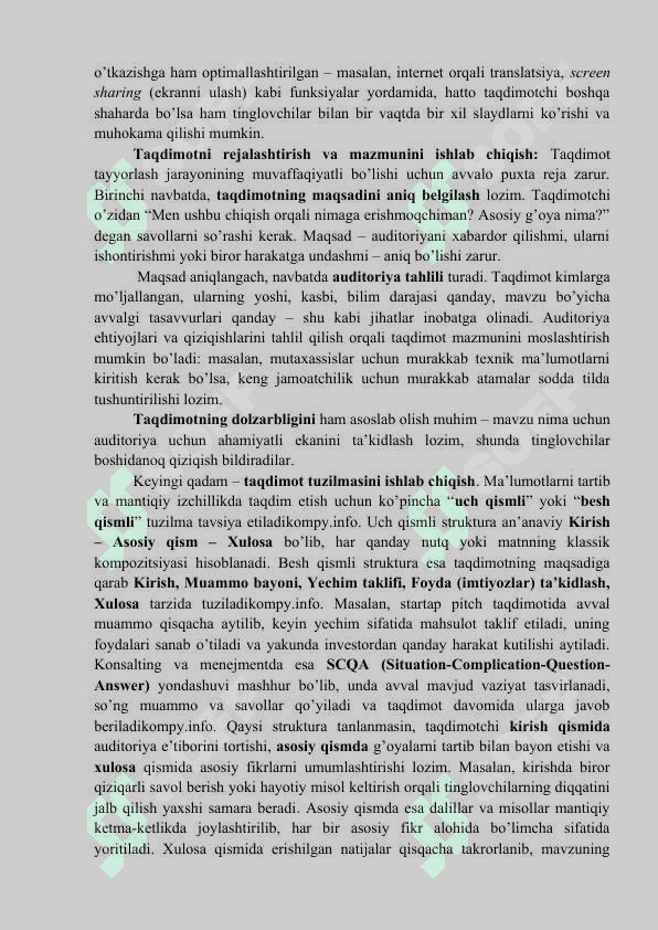 Taqdimot tayyorlash va taqdim etish usullari 7