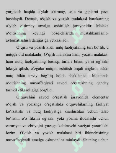 Alifbe davrida yozuv ko'nikmalari shakllantirish 8