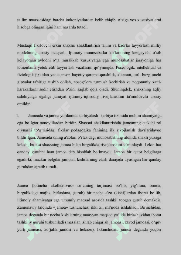 Tarbiya metodlarining jamoani rivojlantirish darajasiga bog'liqligi 2