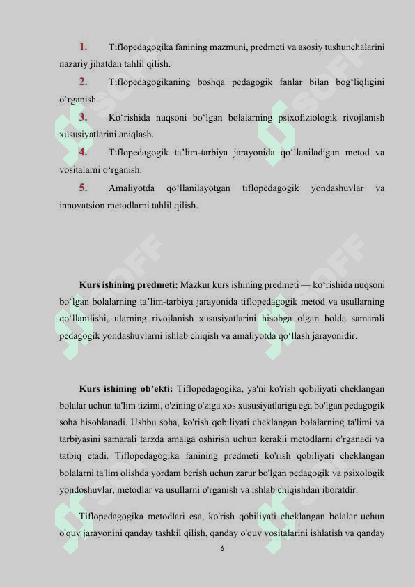 Tiflopedagogika fanining predmeti va metodlari (KURS ISHI) 6