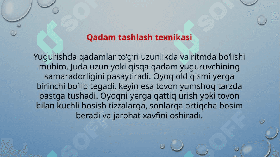 Yugurish texnikasi asoslari (TAQDIMOT) 6