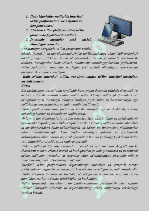 Ta'lim Jarayonida Interaktiv Ta'lim Platformalarning qo'llanishi tahlili 4