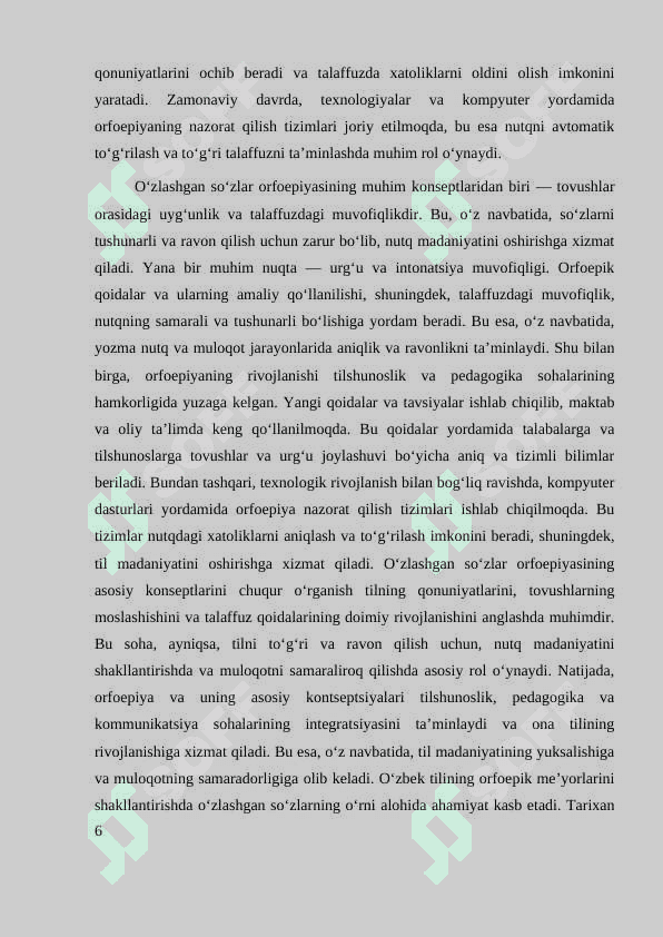 OʻZLASHGAN SOʻZLAR ORFOEPIYASI 6