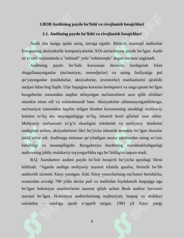 Auditning paydo bo'lishi va rivojlanishi 8