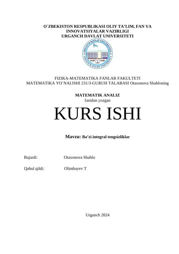 Bazi integral tengsizliklar