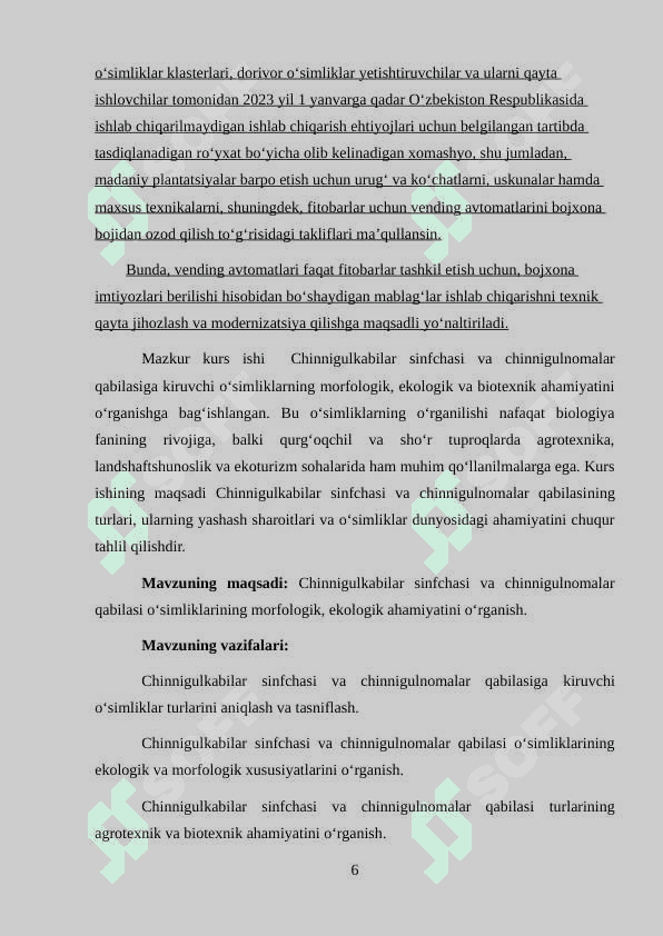 Chinnigulkabilar sinfchasi va chinnigulnomalar qabilasi 6