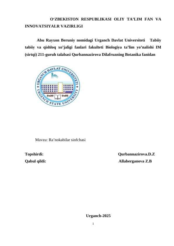Ra’nokabilar sinfchasi tayyor