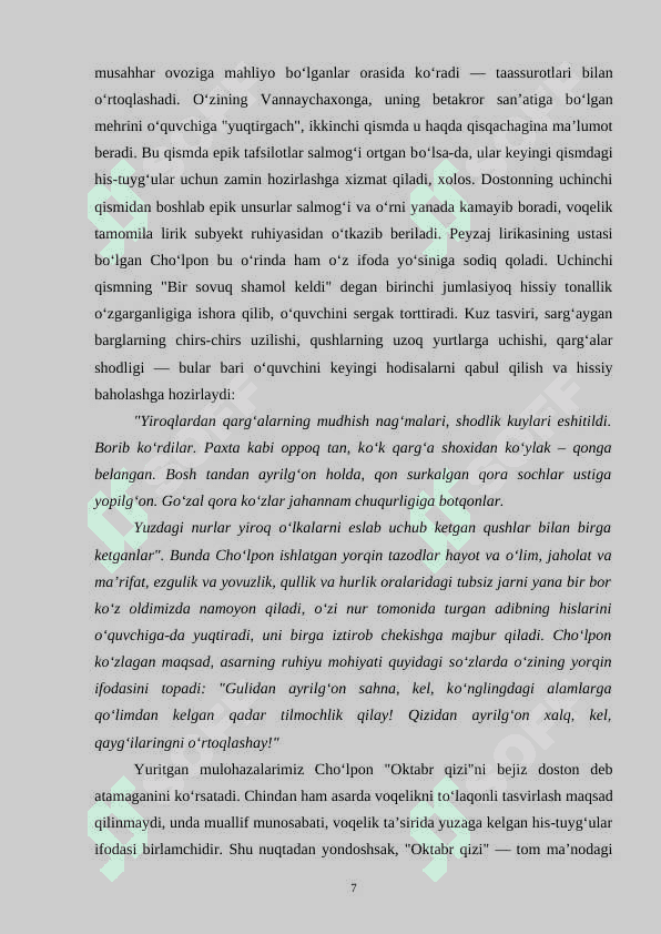 Choʻlponning xarakter yaratish mahorati 7