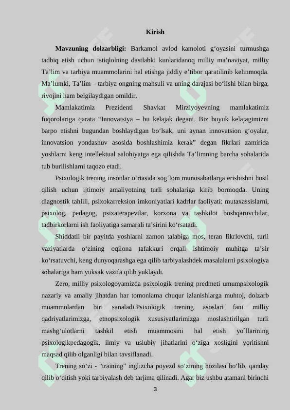 Psixologik trening tushunchasiga tarif 3