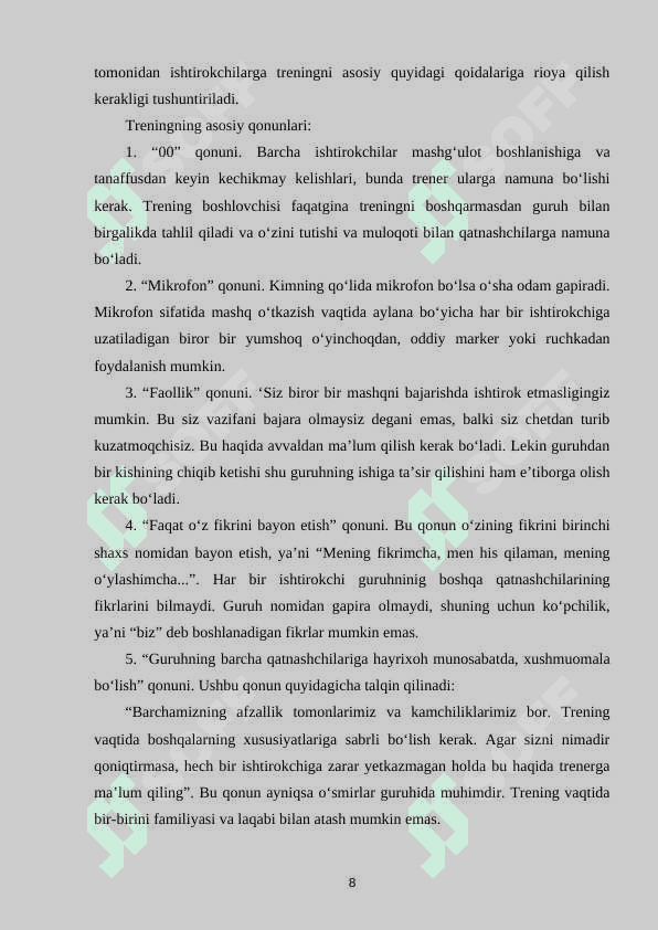 Psixologik trening tushunchasiga tarif 8