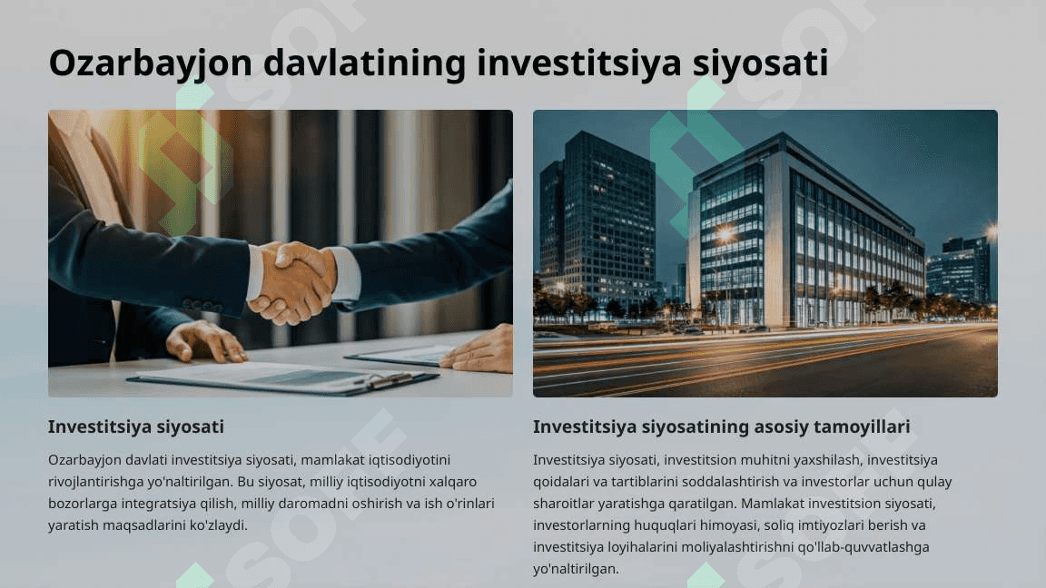 Ozarbayjon davlatining investitsiya tahlili. 3