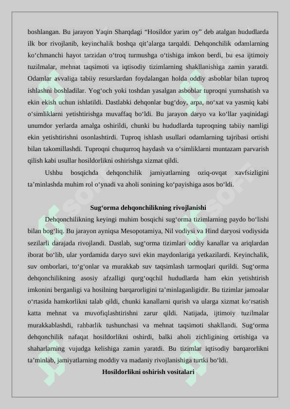 Dehqonchilik, chorvachilik va hunarmandchilikning vujudga kelishi 3