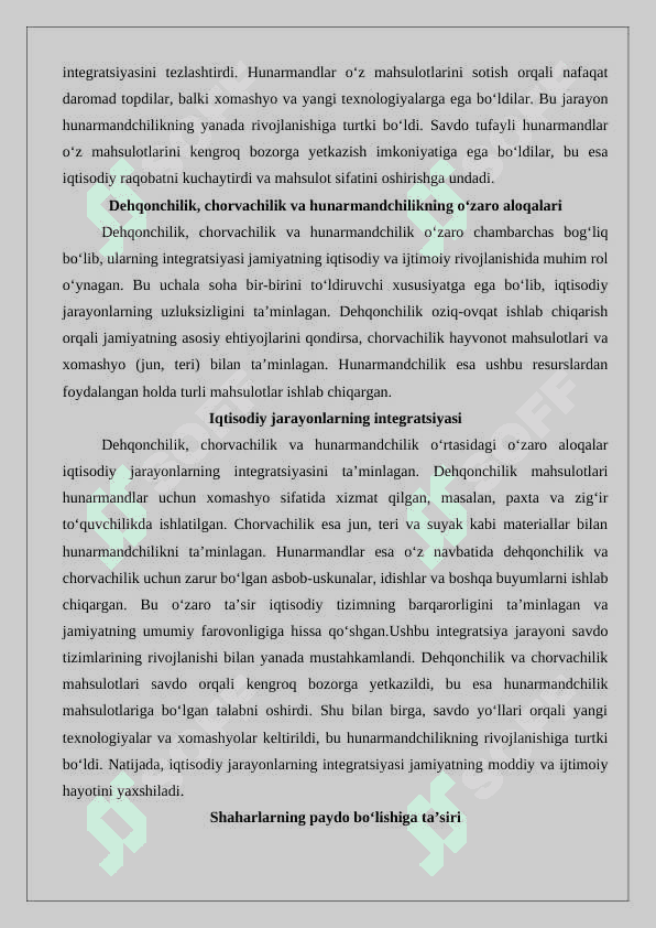 Dehqonchilik, chorvachilik va hunarmandchilikning vujudga kelishi 8