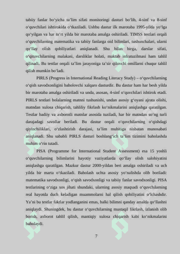 Xalqaro baholash dasturlari va ularning boshlang‘ich ta’limga ta’siri 7