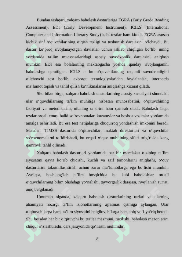 Xalqaro baholash dasturlari va ularning boshlang‘ich ta’limga ta’siri 8