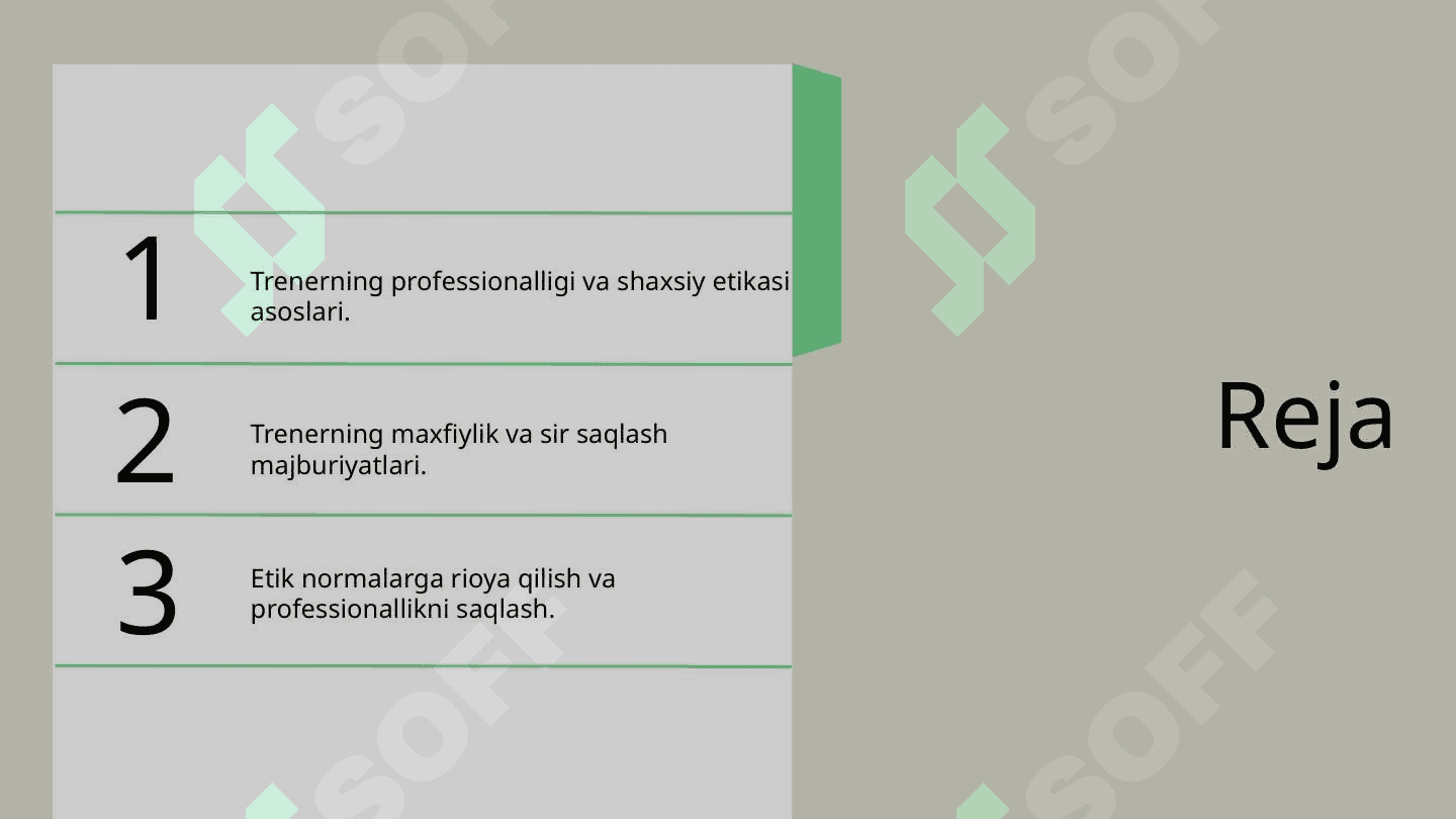 Pisixologik treiningda trenerga qo'yiladigan etik talablar. 2
