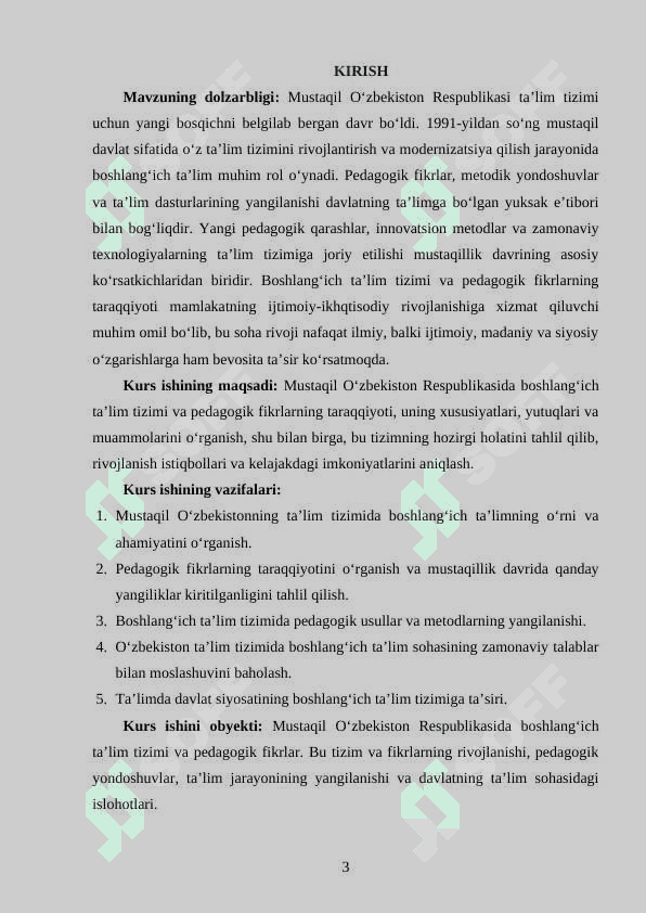 MUSTAQIL O‘ZBEKISTON RESPUBLIKASINING BOSHLANG‘ICH TA’LIM TIZIMINING TARIXI VA RIVOJLANISHI 3