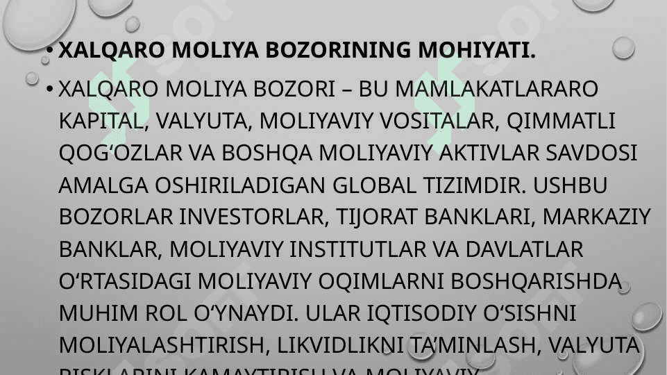 Xalqaro moliya bozorini tartibga solish usullari va mexanizmlari 3
