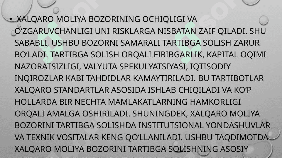 Xalqaro moliya bozorini tartibga solish usullari va mexanizmlari 4