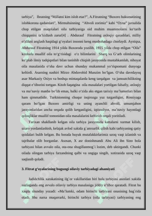 Abdurauf Fitrat asarlarida oilaviy tarbiya masalalari. 4