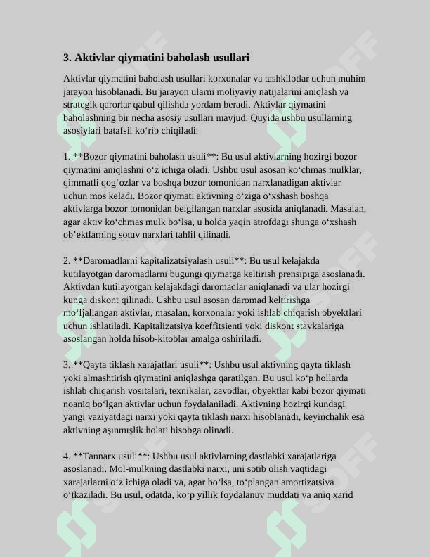 ALOHIDA MOLIYAVIY AKTIVNING TARIXIY DAVOMIYLIGINI HISOBLASH 7
