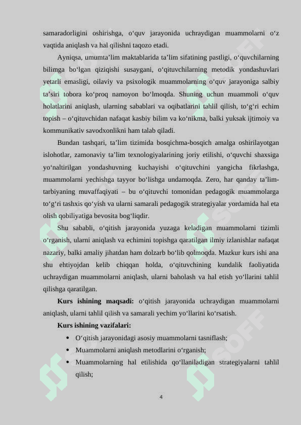 O‘qitish jarayonida muammolarni aniqlash va hal qilish 4