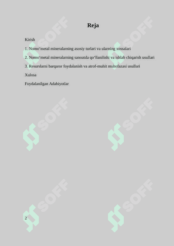 NORUDA METALLARNING XALQ XOʻJALIGIDAGI OʻRNI 2