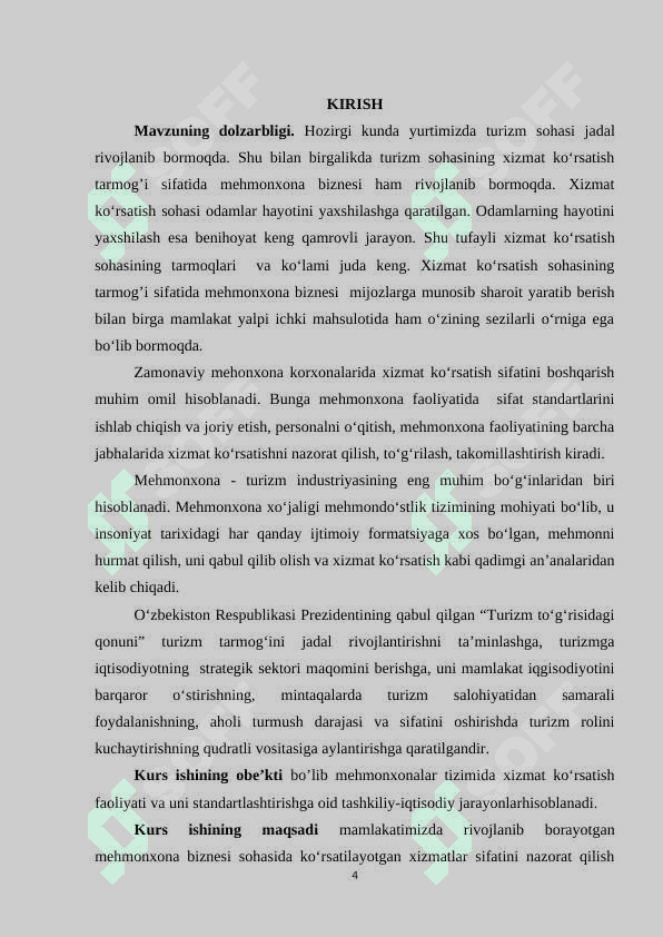 Mehmonxonalar faoliyatini standartlashtirish 4