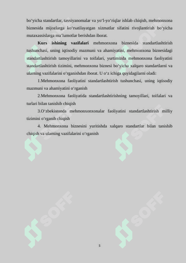 Mehmonxonalar faoliyatini standartlashtirish 5