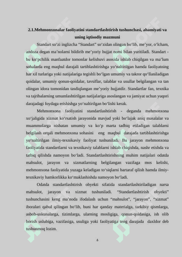 Mehmonxonalar faoliyatini standartlashtirish 6
