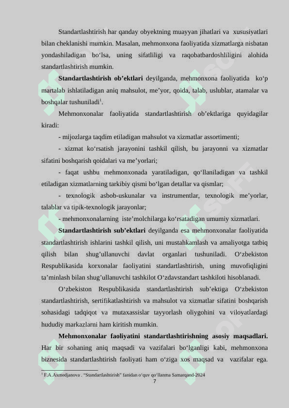Mehmonxonalar faoliyatini standartlashtirish 7