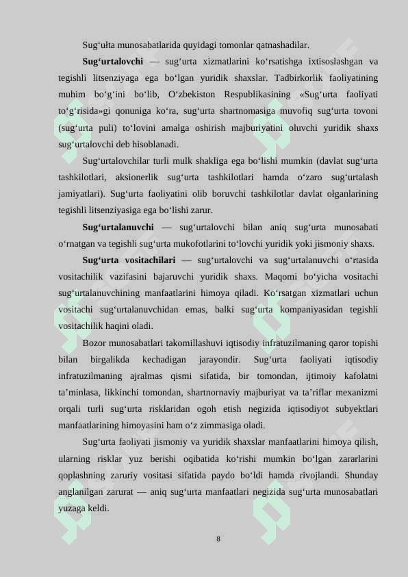 Sug'urta faoliyatini standartlashtirish 8