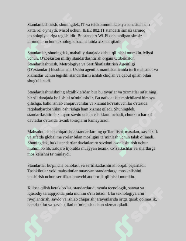 STANDART VA UNING TURLARI 4