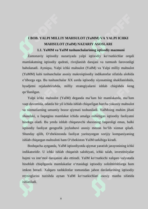 YaMM va YaIM, ularni hisoblash usullari kurs ishi 6