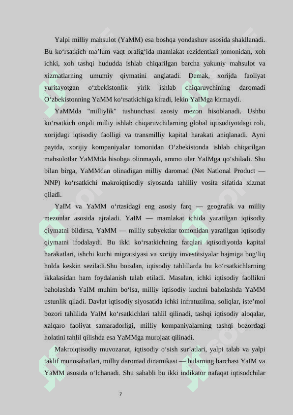YaMM va YaIM, ularni hisoblash usullari kurs ishi 7