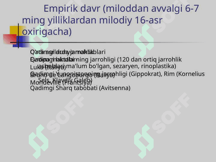 ZAMONAVIY XIRURGIYANING RIVOJLANISH TARIXI 6