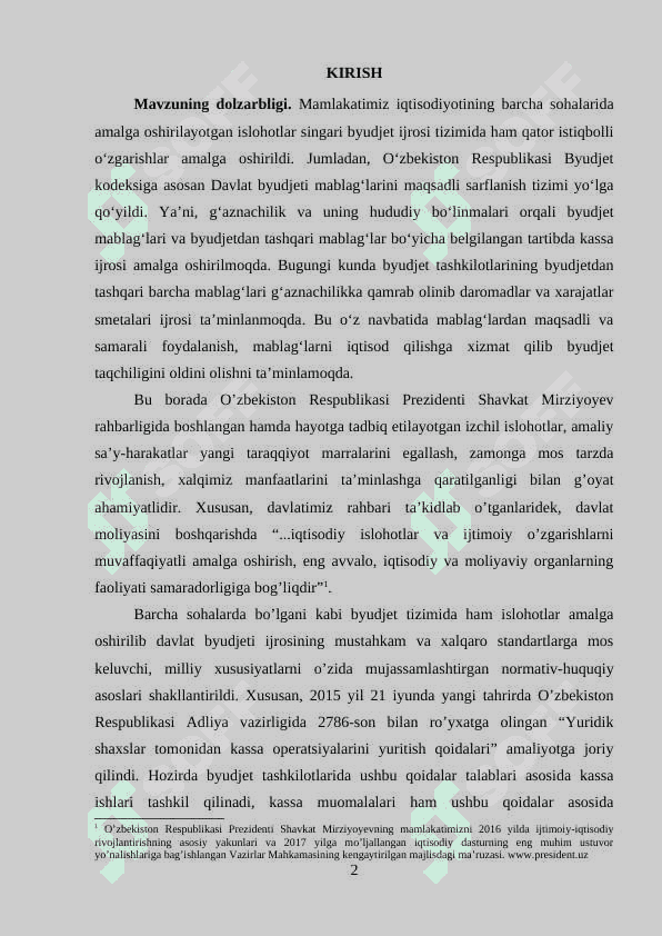 Byudjet tashkilotlarida kassa va kassa operatsiyalari 2