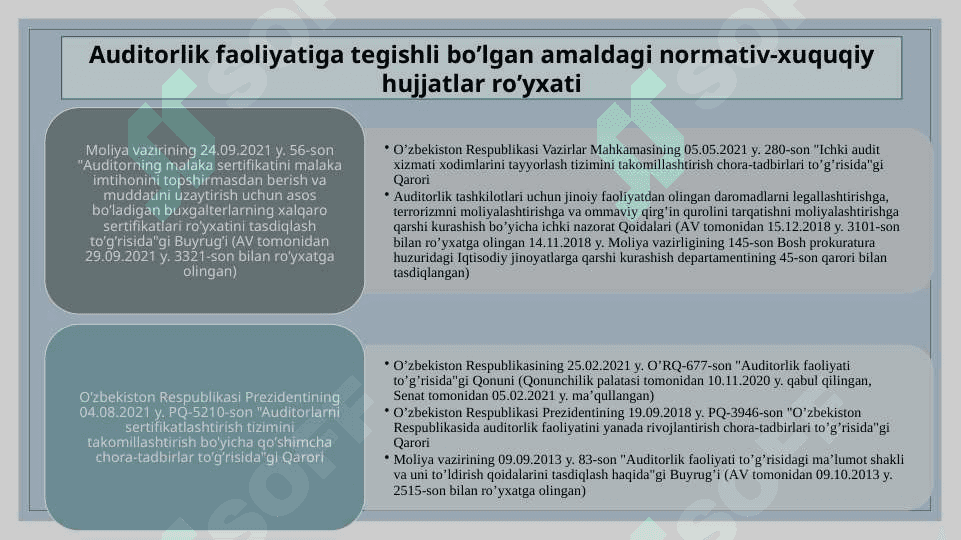 Auditning normativ-huquqiy asoslari 4