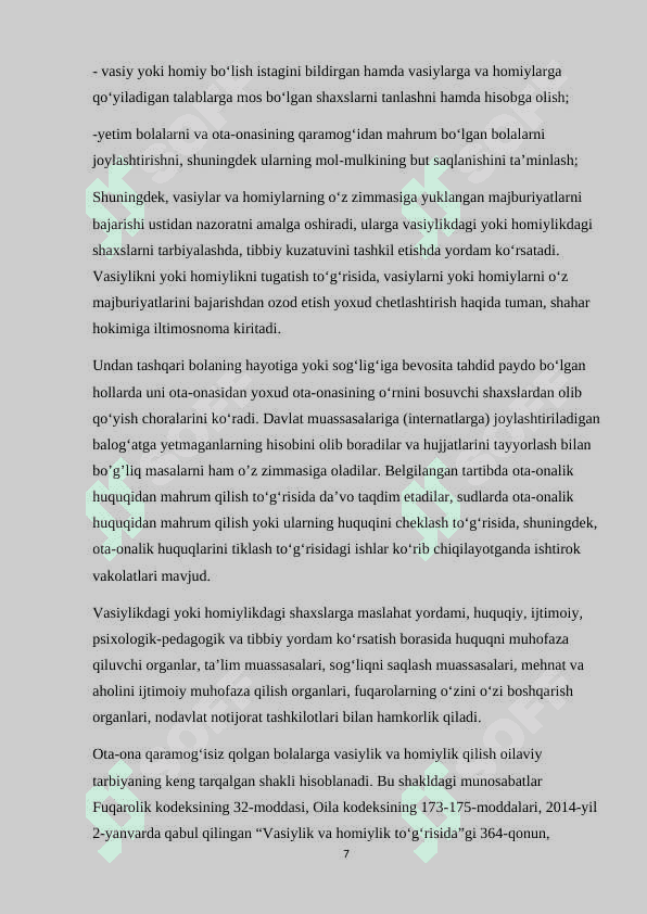 Vasiylikdan mahrum bo‘lish xavfi bo‘lgan bolalar bilan ijtimoiy ish 7