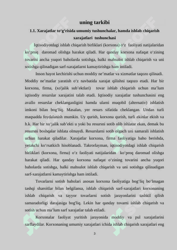 Ishlab chiqarish xarajatlari tushunchasi va uning tarkibi 4