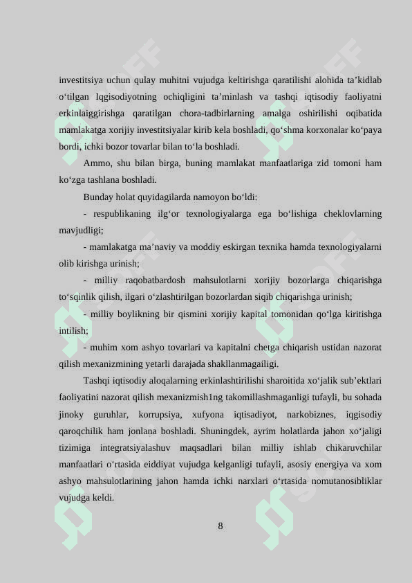 O‘zbekistonning dunyoning rivojlangan davlatlari bilan iqtisodiy hamkorligi 8