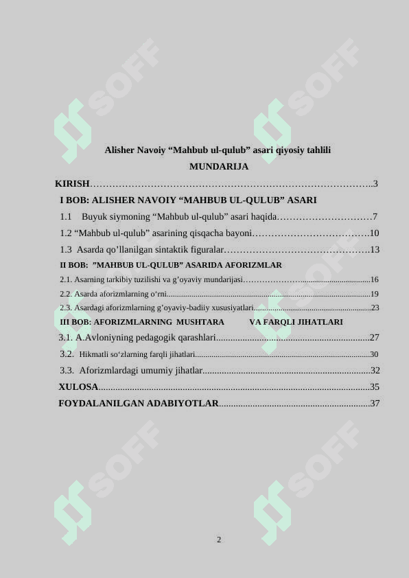 Alisher Navoiy “Mahbub ul-qulub” asari qiyosiy tahlili 2